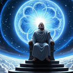 **Prompt:** Anu, the supreme sky god, residing in his celestial domain. Imagine a vast, starry expanse with swirling nebulae and celestial bodies. Anu is depicted as a wise and powerful figure, observing the cosmos from his heavenly throne. Style: Epic fantasy art, dramatic lighting, high detail.