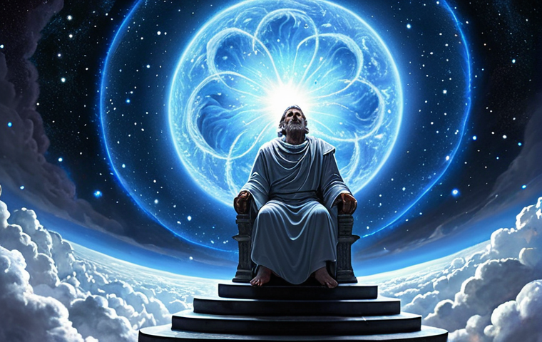 **Prompt:** Anu, the supreme sky god, residing in his celestial domain. Imagine a vast, starry expanse with swirling nebulae and celestial bodies. Anu is depicted as a wise and powerful figure, observing the cosmos from his heavenly throne. Style: Epic fantasy art, dramatic lighting, high detail.