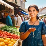 바벨탑과 언어의 기원 - **Prompt Title: Decoding Non-Verbal Cues in a Bustling Market**
    **Prompt:** A vibrant, bustling ...