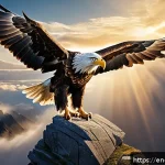 제우스와 가니메데스 신화 - A majestic scene depicting Zeus transformed into a powerful eagle mid-flight, clutching the youthful...